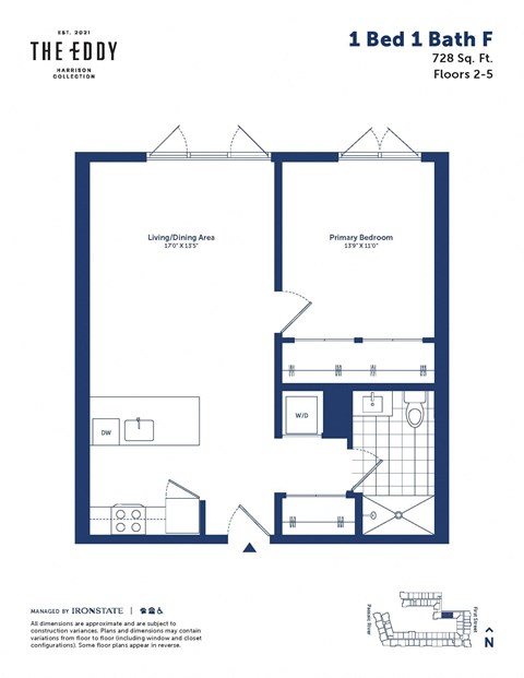 a floor plan of a 1 bed 1 bath apartment